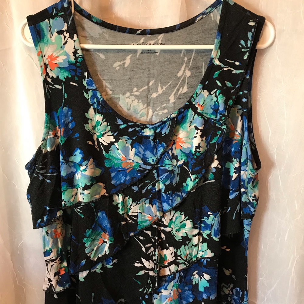 LAST CHANCE: Blue flower print tiered tank top